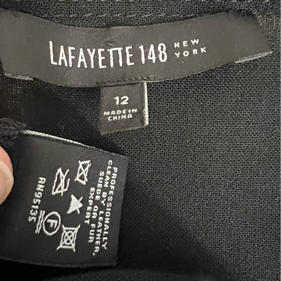 Lafayette 148 New York Black Tunic Top Woven Leather + Beading Details - Picture 7 of 12